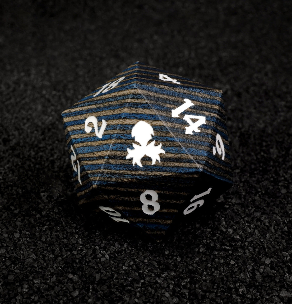 Blue and Black 30mm Wooden D20